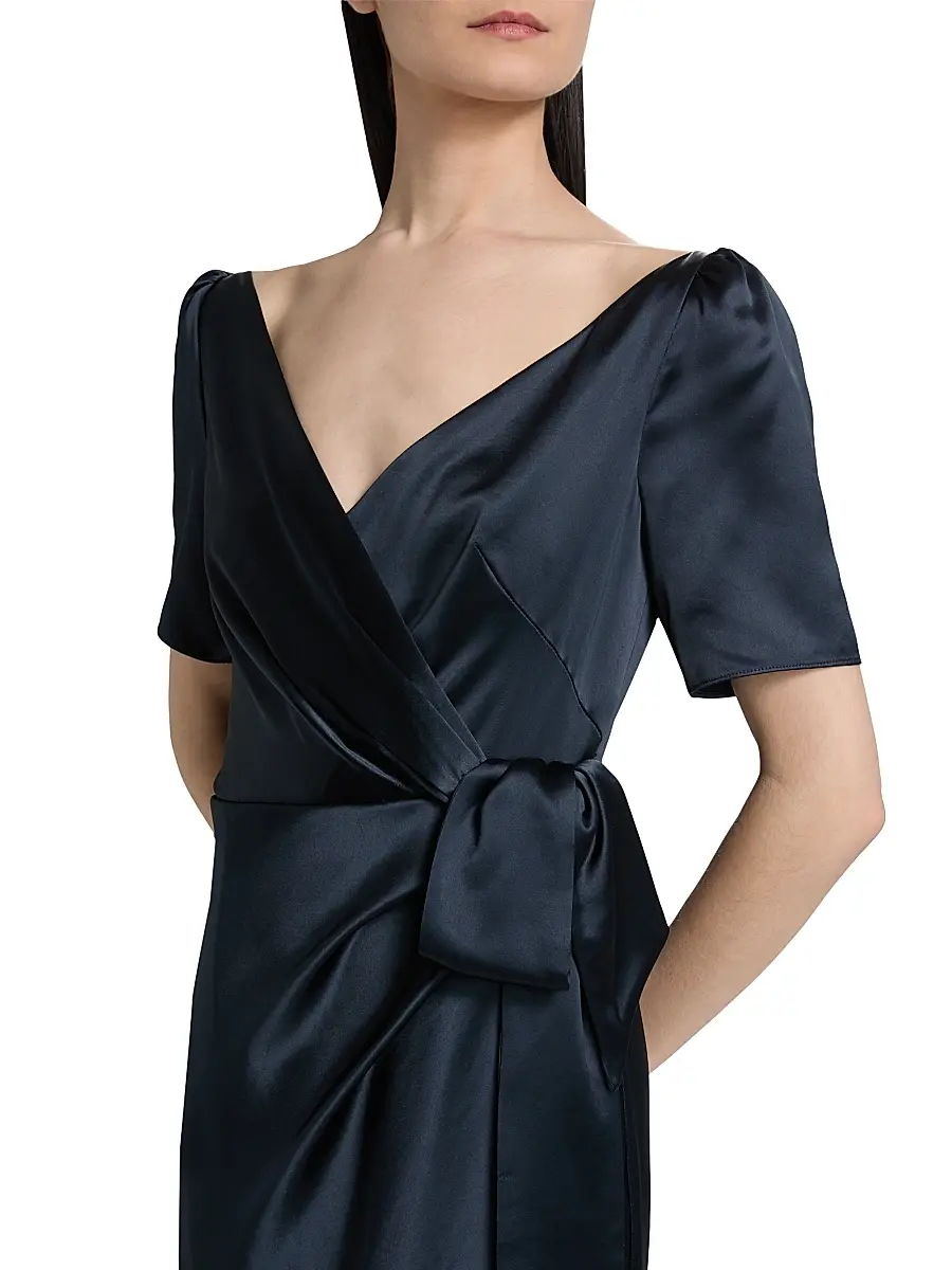 Saloni Women's Marilyn Silk Wrap-Style Gown | Thumbnail 6