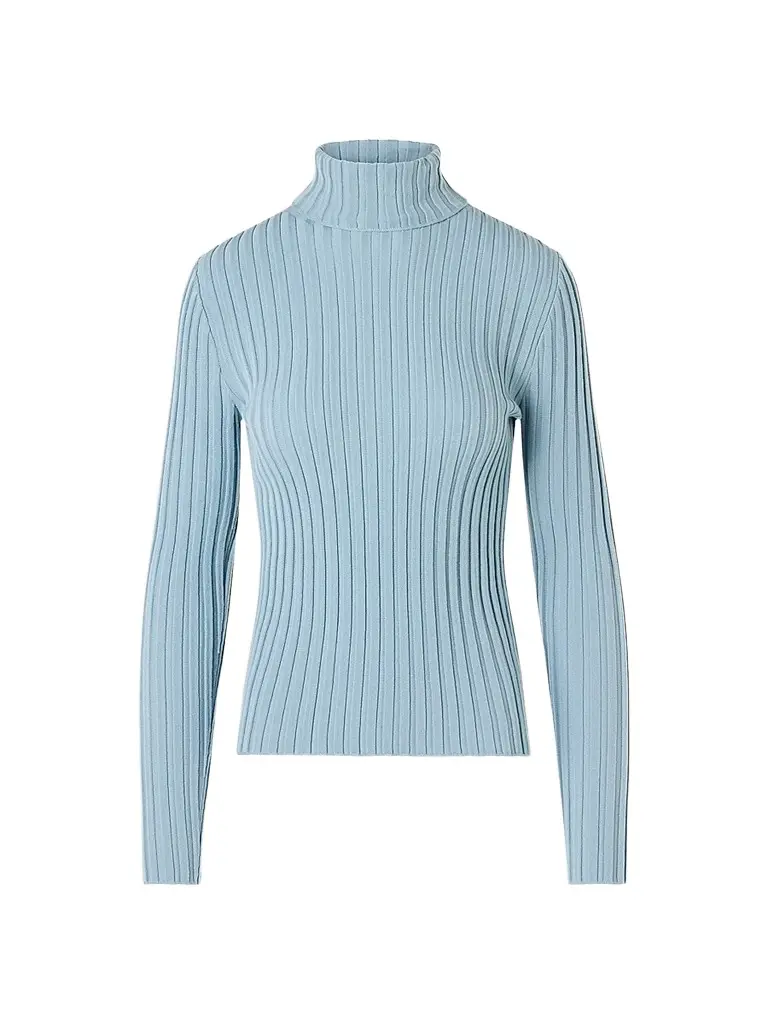 Akris punto Women's Wool Knit Turtleneck Sweater - Light Blue | Image 1 Akris punto Women's Wool Knit Turtleneck Sweater - Light Blue | Image 1
