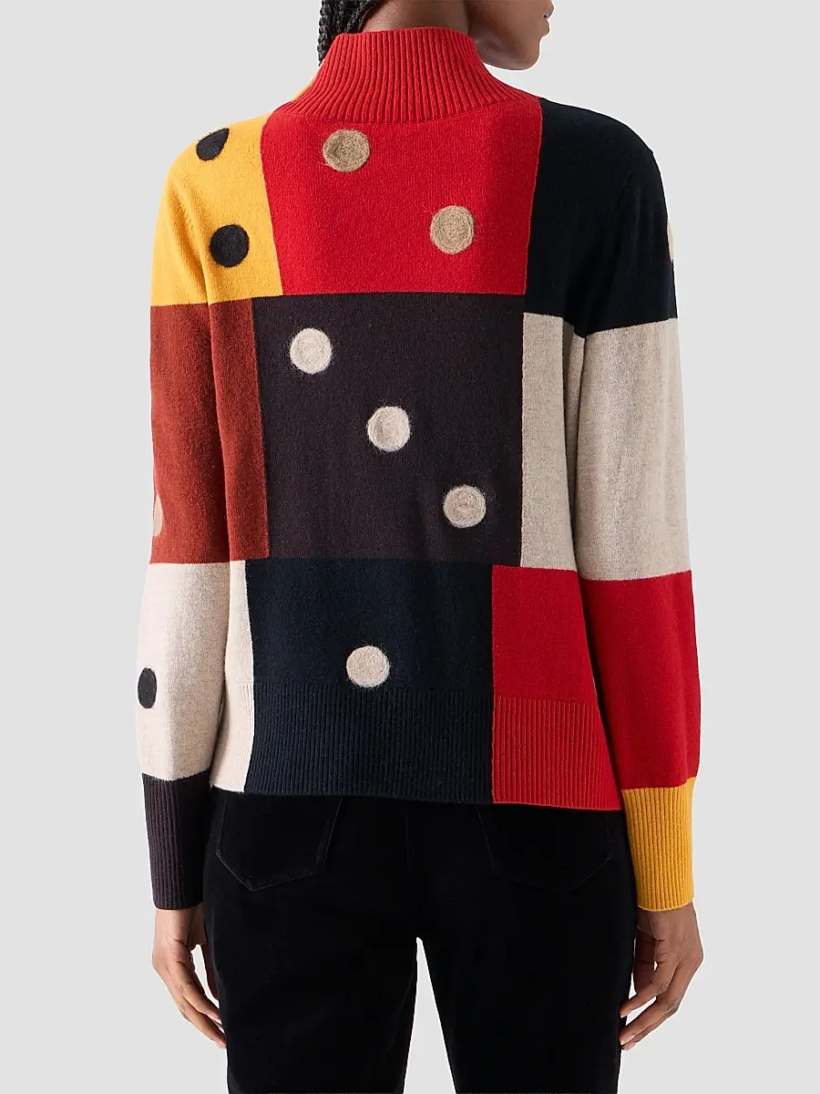 Akris punto Women's Dice Intarsia Colorblock Wool-Cashmere Sweater | Thumbnail 3 Akris punto Women's Dice Intarsia Colorblock Wool-Cashmere Sweater | Thumbnail 3