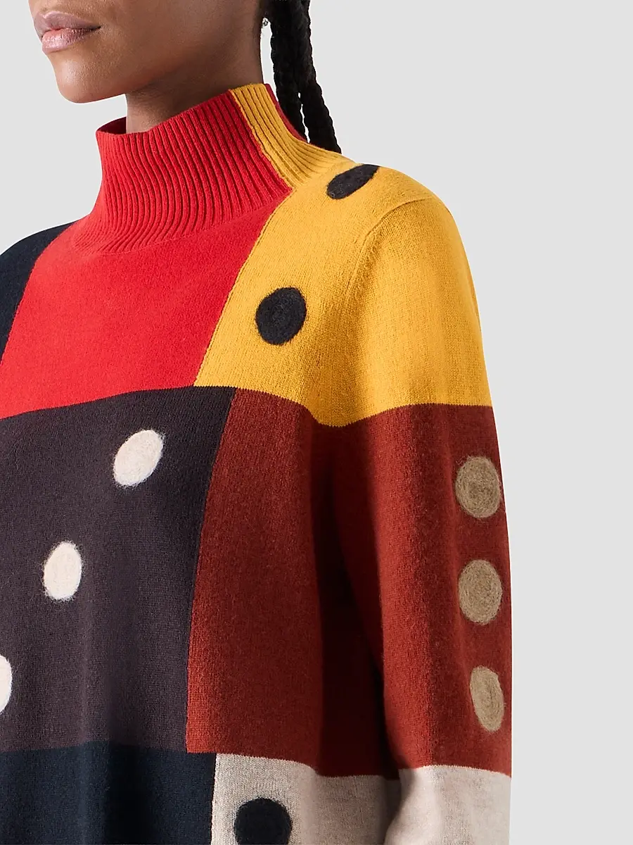 Akris punto Women's Dice Intarsia Colorblock Wool-Cashmere Sweater | Thumbnail 5 Akris punto Women's Dice Intarsia Colorblock Wool-Cashmere Sweater | Thumbnail 5