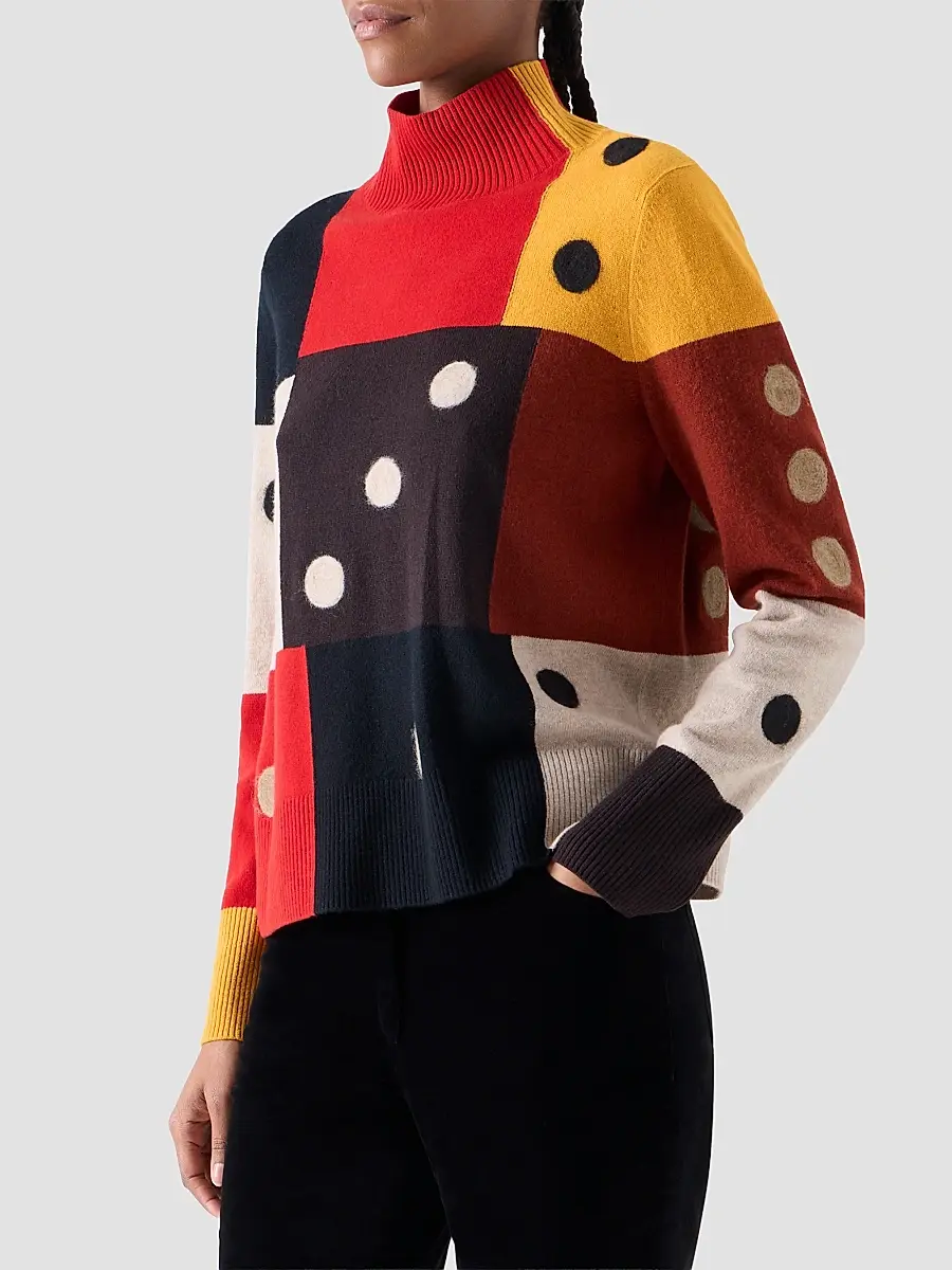 Akris punto Women's Dice Intarsia Colorblock Wool-Cashmere Sweater | Thumbnail 6 Akris punto Women's Dice Intarsia Colorblock Wool-Cashmere Sweater | Thumbnail 6