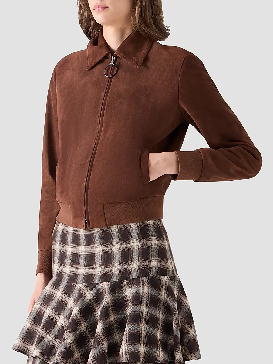 Akris punto Women's Suede Bomber Short Jacket | Thumbnail 4