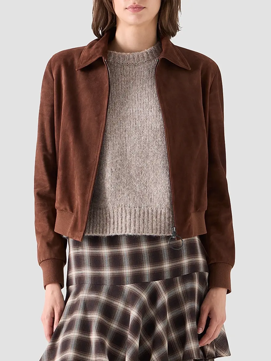 Akris punto Women's Suede Bomber Short Jacket | Thumbnail 6