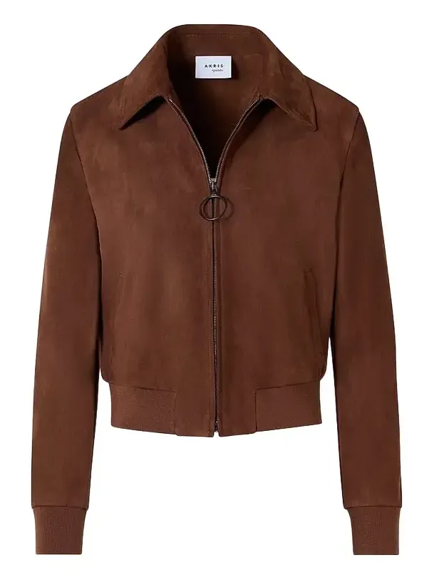 Akris punto Women's Suede Bomber Short Jacket