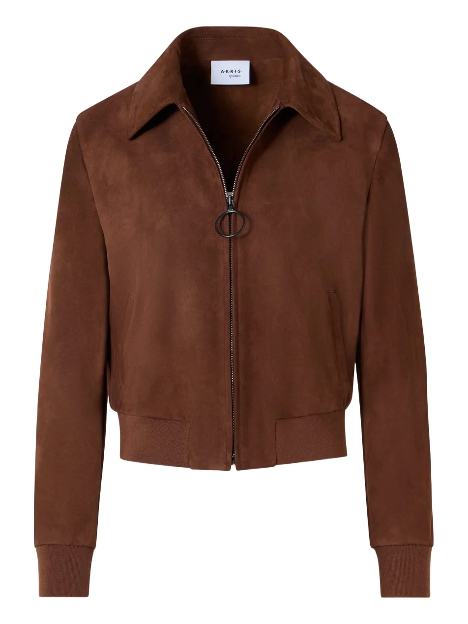 Akris punto Women's Suede Bomber Short Jacket