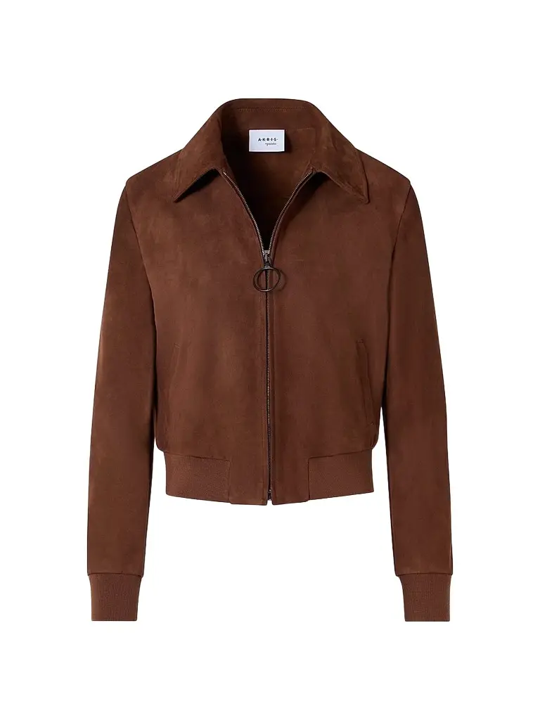 Akris punto Women's Suede Bomber Short Jacket - Caramel | Image 1 Akris punto Women's Suede Bomber Short Jacket - Caramel | Image 1