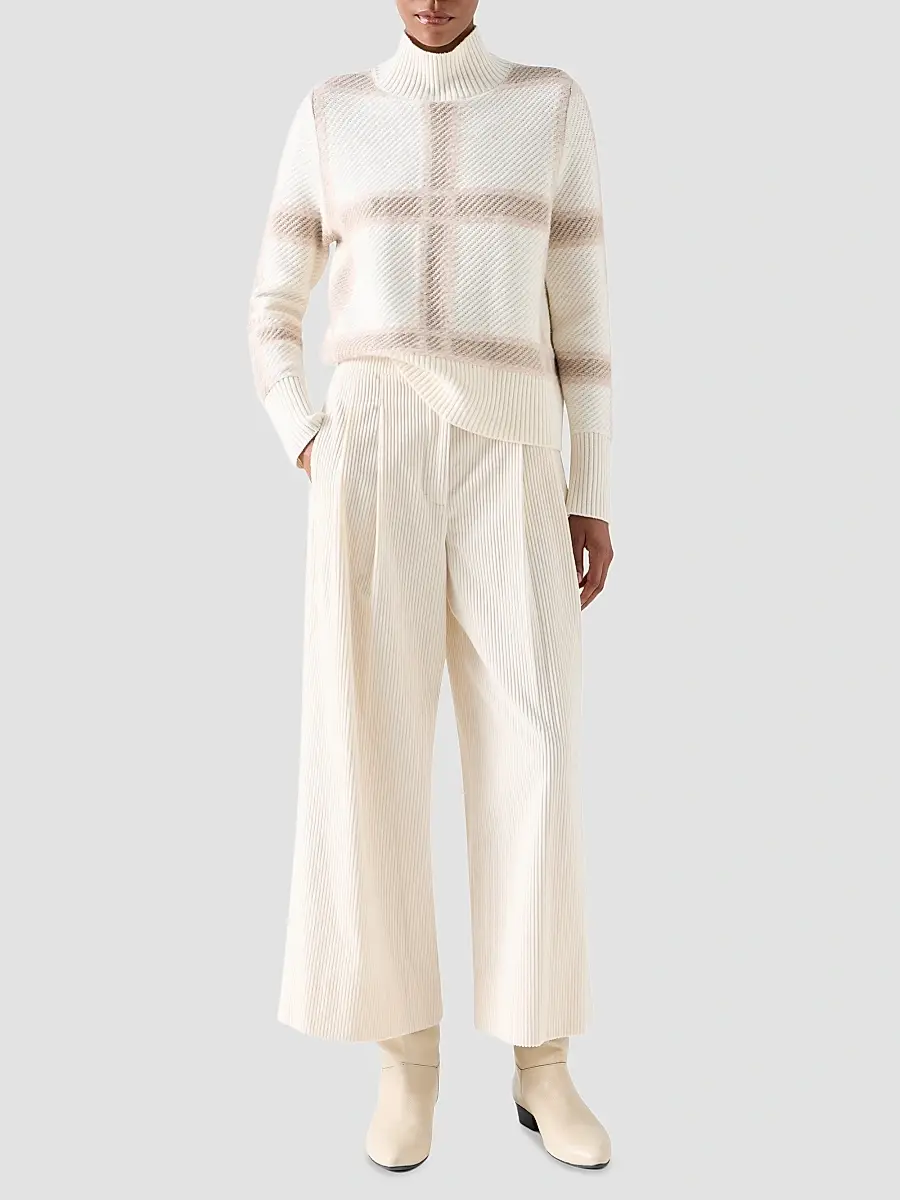 Akris punto Women's Intarsia Plaid Wool-Cashmere Sweater | Thumbnail 2 Akris punto Women's Intarsia Plaid Wool-Cashmere Sweater | Thumbnail 2