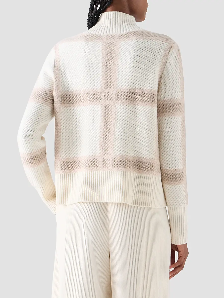 Akris punto Women's Intarsia Plaid Wool-Cashmere Sweater | Thumbnail 3 Akris punto Women's Intarsia Plaid Wool-Cashmere Sweater | Thumbnail 3