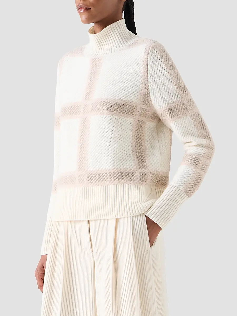 Akris punto Women's Intarsia Plaid Wool-Cashmere Sweater | Thumbnail 6 Akris punto Women's Intarsia Plaid Wool-Cashmere Sweater | Thumbnail 6