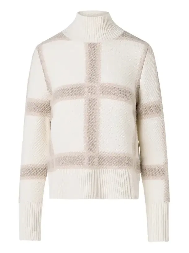Women's Intarsia Plaid Wool-Cashmere Sweater Women's Intarsia Plaid Wool-Cashmere Sweater