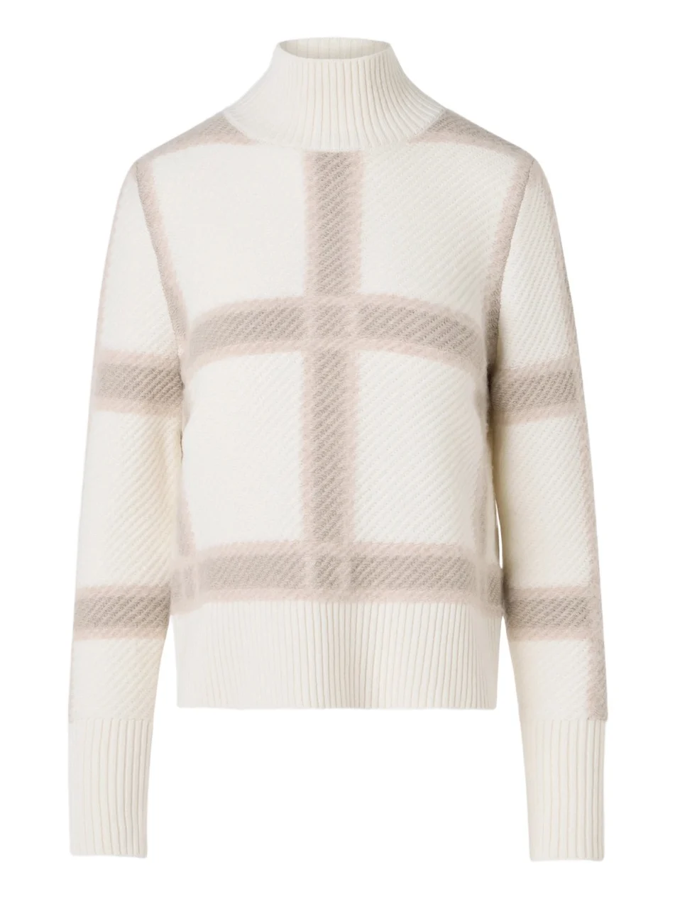 Women's Intarsia Plaid Wool-Cashmere Sweater Women's Intarsia Plaid Wool-Cashmere Sweater
