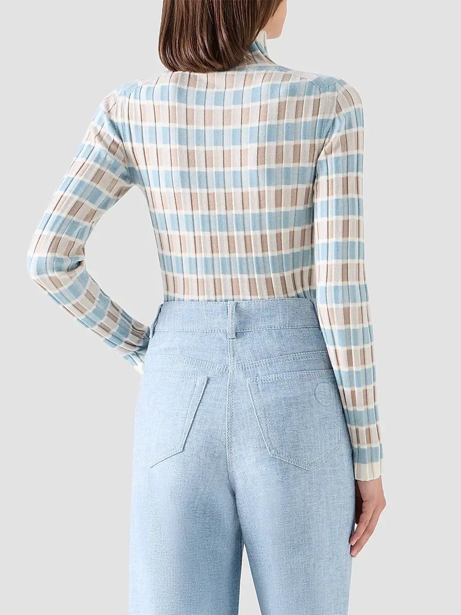 Akris punto Women's Intarsia Check Wool Sweater | Thumbnail 3 Akris punto Women's Intarsia Check Wool Sweater | Thumbnail 3