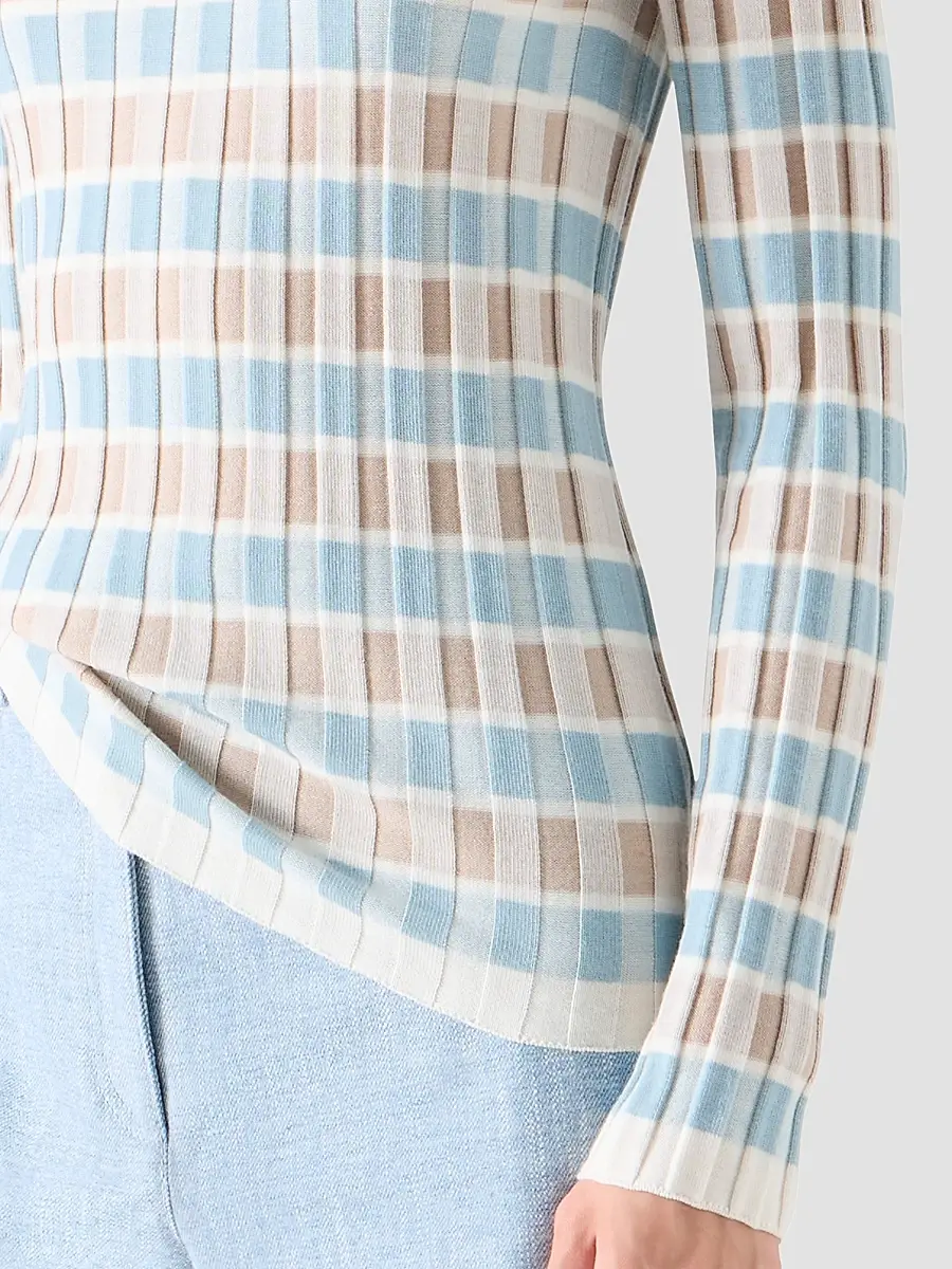 Akris punto Women's Intarsia Check Wool Sweater | Thumbnail 5 Akris punto Women's Intarsia Check Wool Sweater | Thumbnail 5