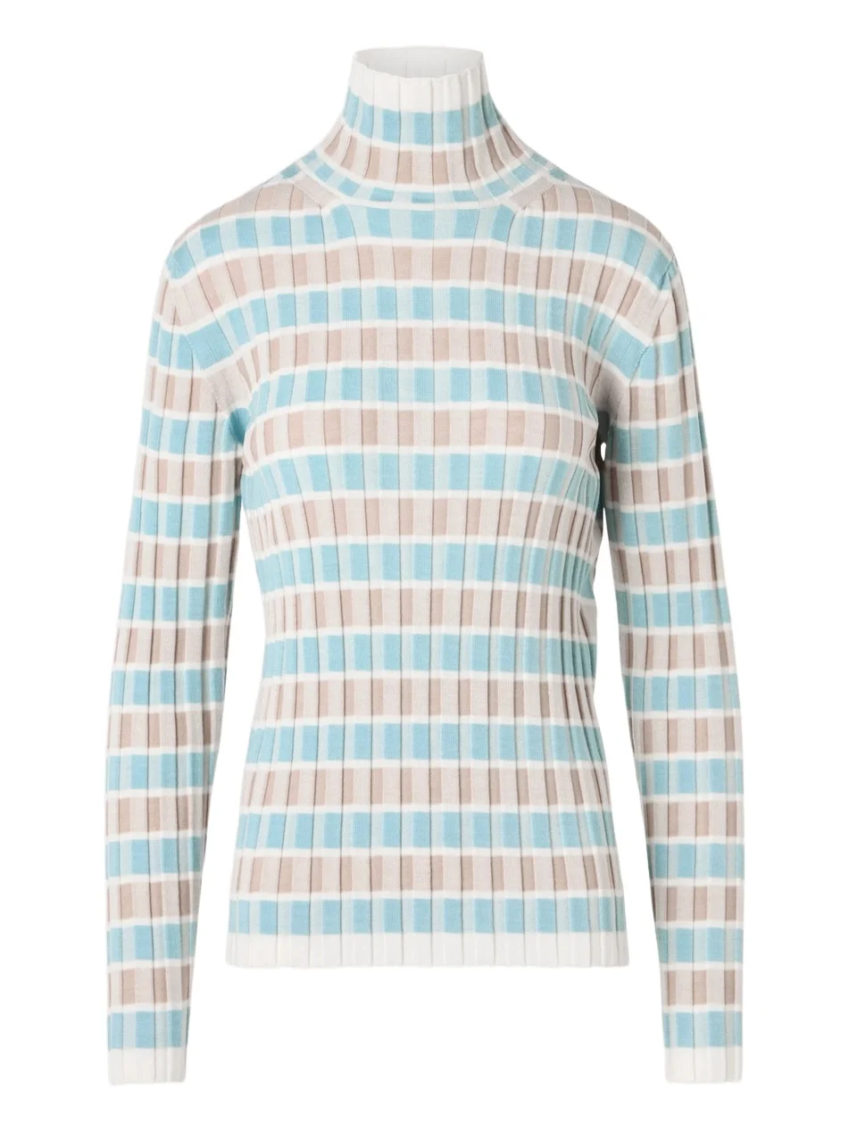 Akris punto Women's Intarsia Check Wool Sweater
