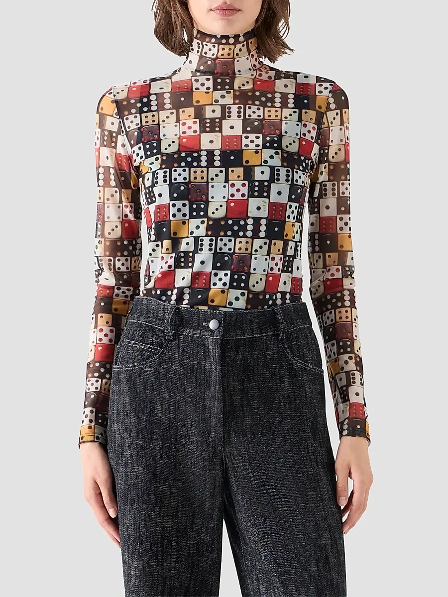 Akris punto Women's Dice Print Tulle Top | Thumbnail 4 Akris punto Women's Dice Print Tulle Top | Thumbnail 4