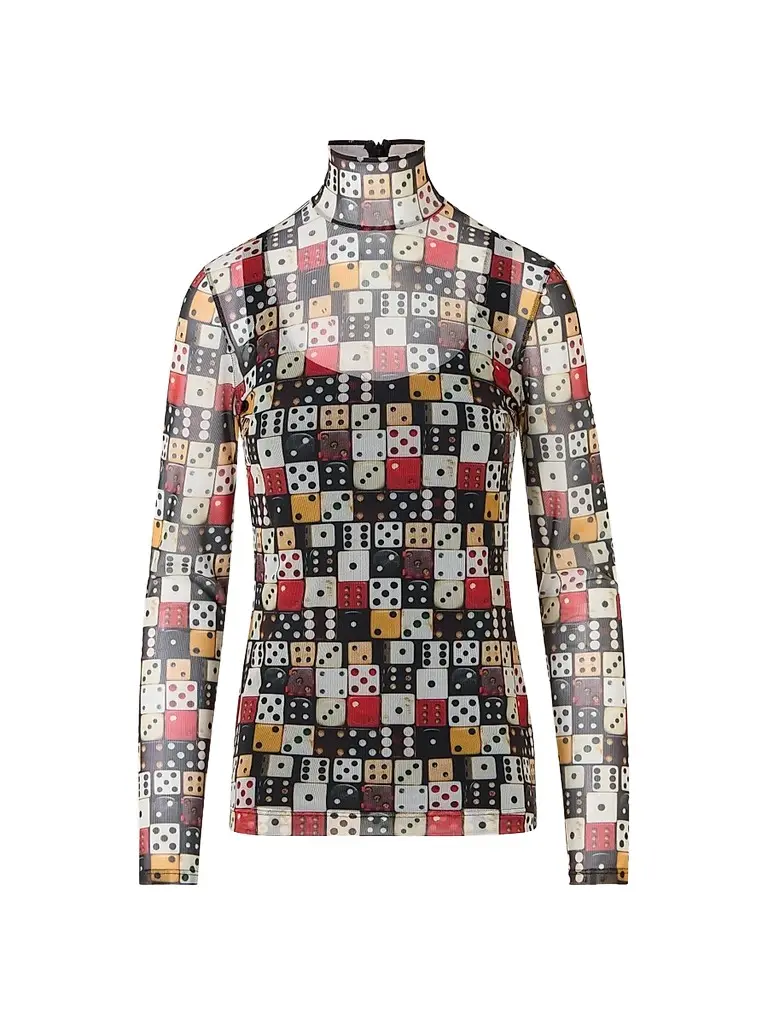 Akris punto Women's Dice Print Tulle Top | Image 1 Akris punto Women's Dice Print Tulle Top | Image 1