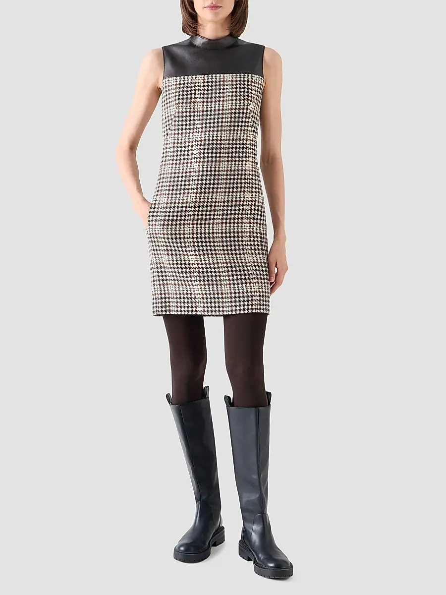 Akris punto Women's Mix-Media Plaid Mini Dress | Thumbnail 2 Akris punto Women's Mix-Media Plaid Mini Dress | Thumbnail 2