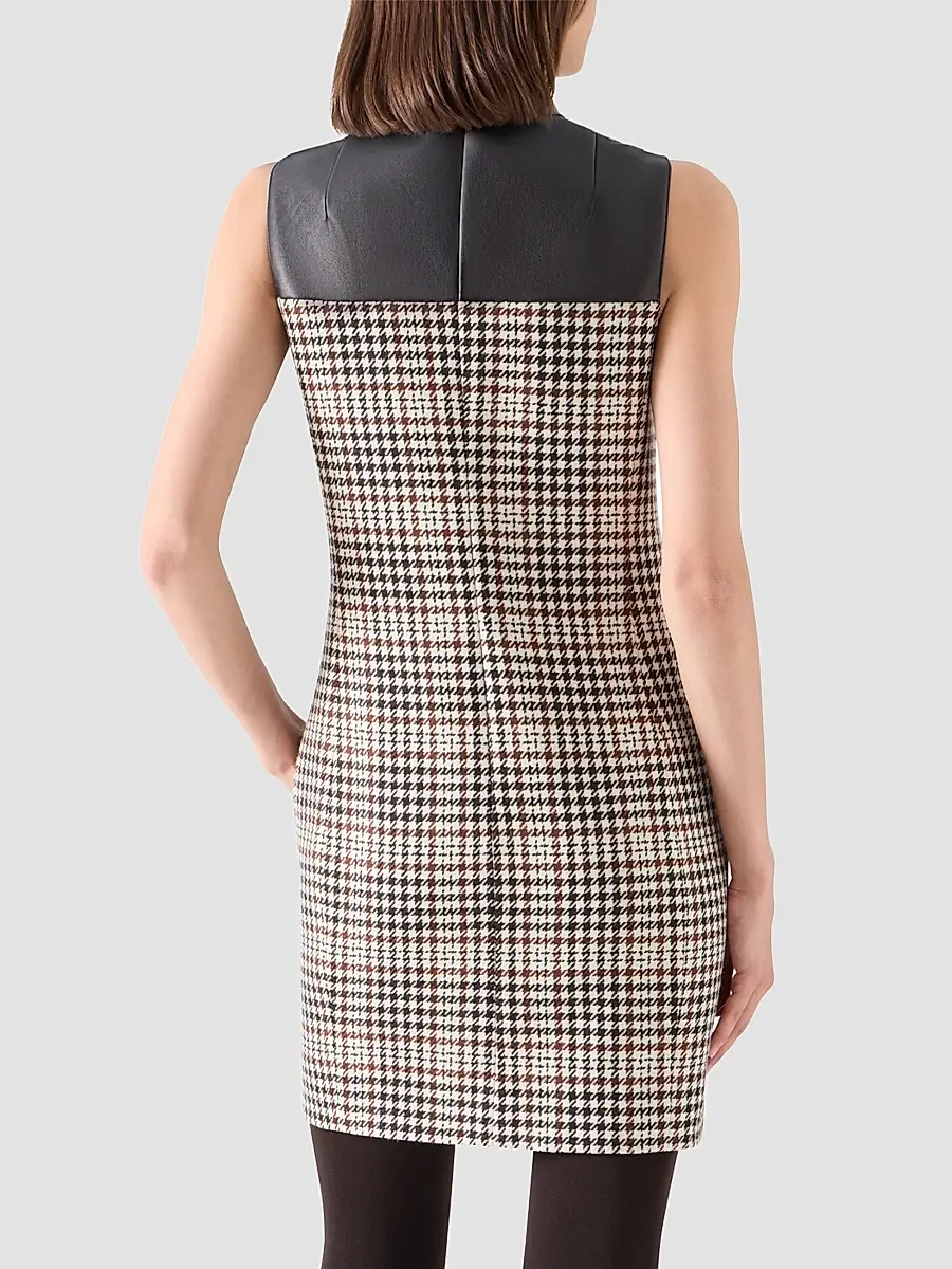 Akris punto Women's Mix-Media Plaid Mini Dress | Thumbnail 3 Akris punto Women's Mix-Media Plaid Mini Dress | Thumbnail 3