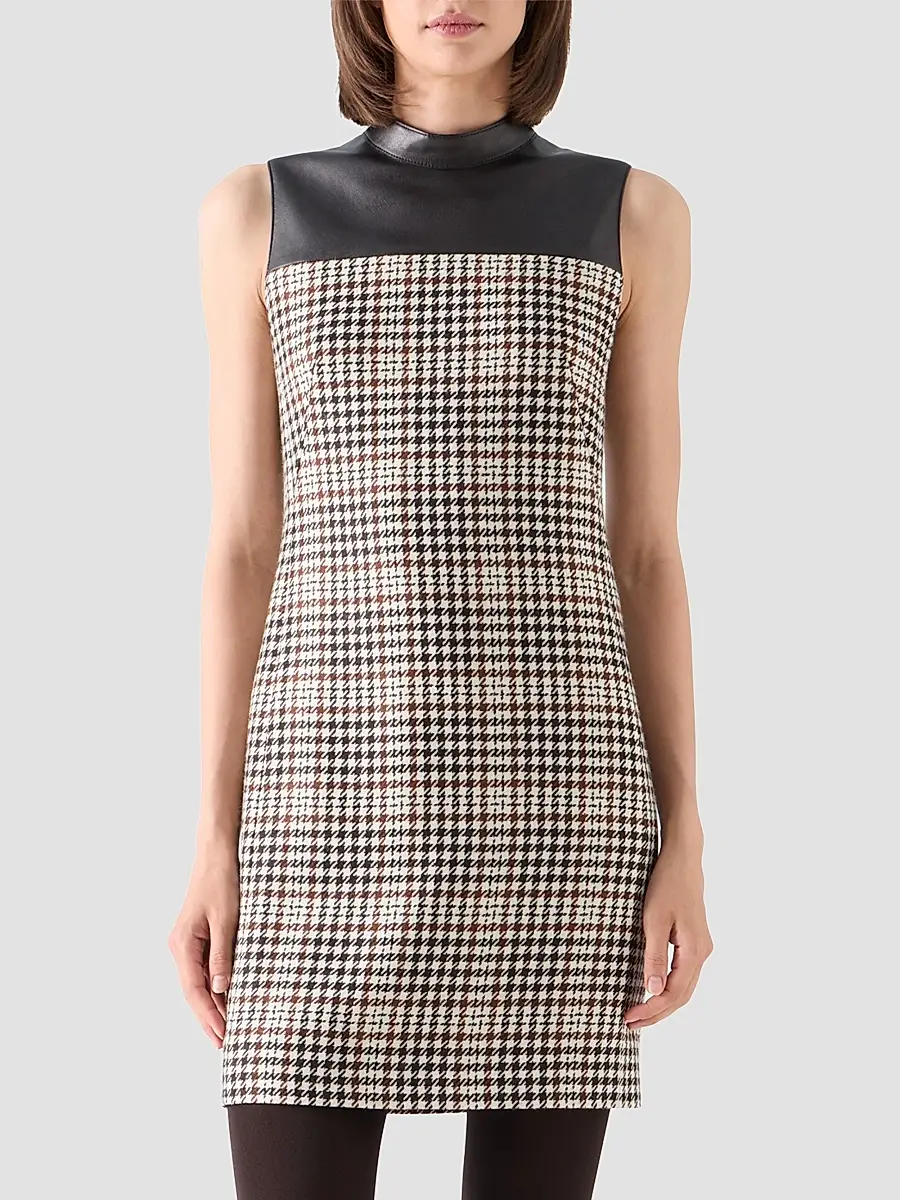 Akris punto Women's Mix-Media Plaid Mini Dress | Thumbnail 4 Akris punto Women's Mix-Media Plaid Mini Dress | Thumbnail 4