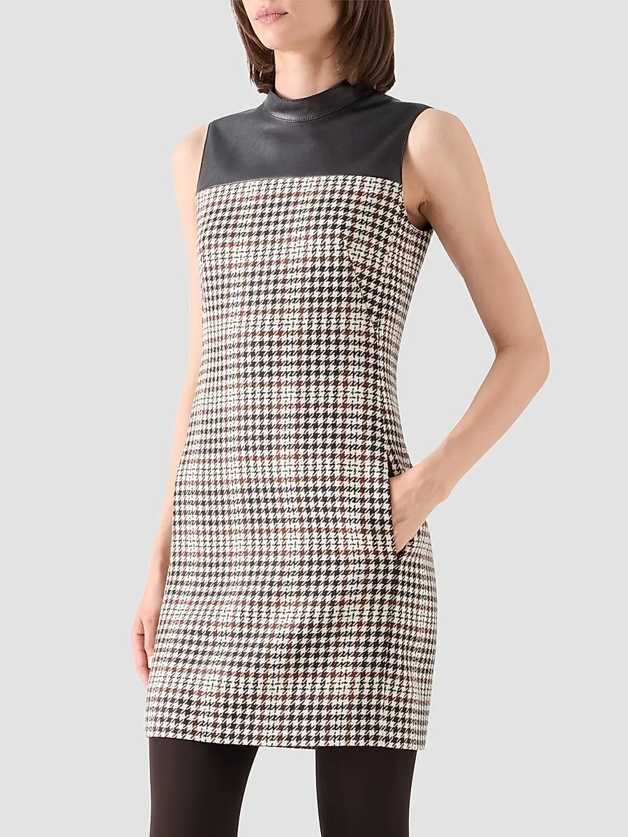 Akris punto Women's Mix-Media Plaid Mini Dress | Thumbnail 6 Akris punto Women's Mix-Media Plaid Mini Dress | Thumbnail 6