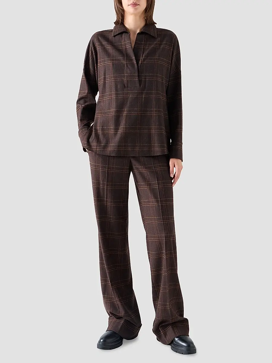 Akris punto Women's Blanket Checked Wool-Blend Flannel Blouse | Thumbnail 2 Akris punto Women's Blanket Checked Wool-Blend Flannel Blouse | Thumbnail 2