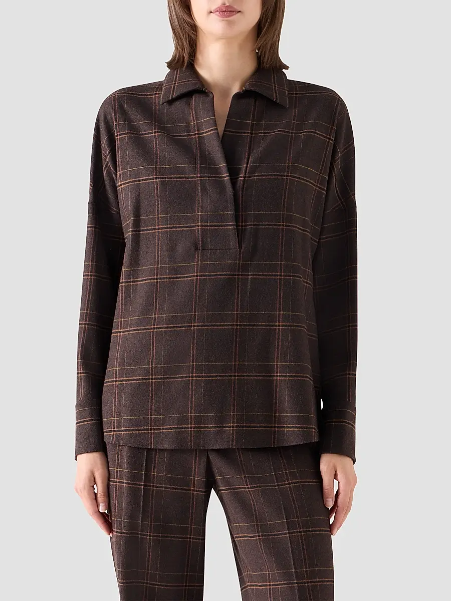 Akris punto Women's Blanket Checked Wool-Blend Flannel Blouse | Thumbnail 4 Akris punto Women's Blanket Checked Wool-Blend Flannel Blouse | Thumbnail 4