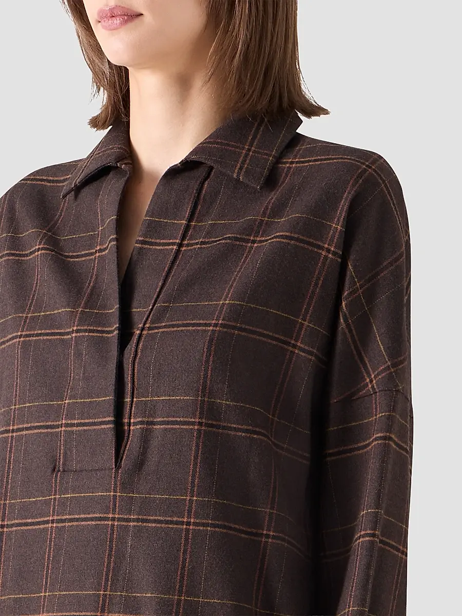 Akris punto Women's Blanket Checked Wool-Blend Flannel Blouse | Thumbnail 5 Akris punto Women's Blanket Checked Wool-Blend Flannel Blouse | Thumbnail 5