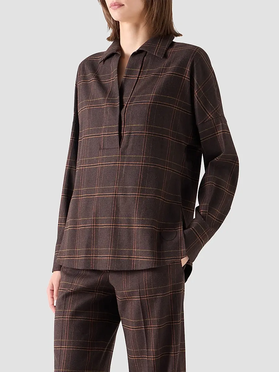 Akris punto Women's Blanket Checked Wool-Blend Flannel Blouse | Thumbnail 6 Akris punto Women's Blanket Checked Wool-Blend Flannel Blouse | Thumbnail 6