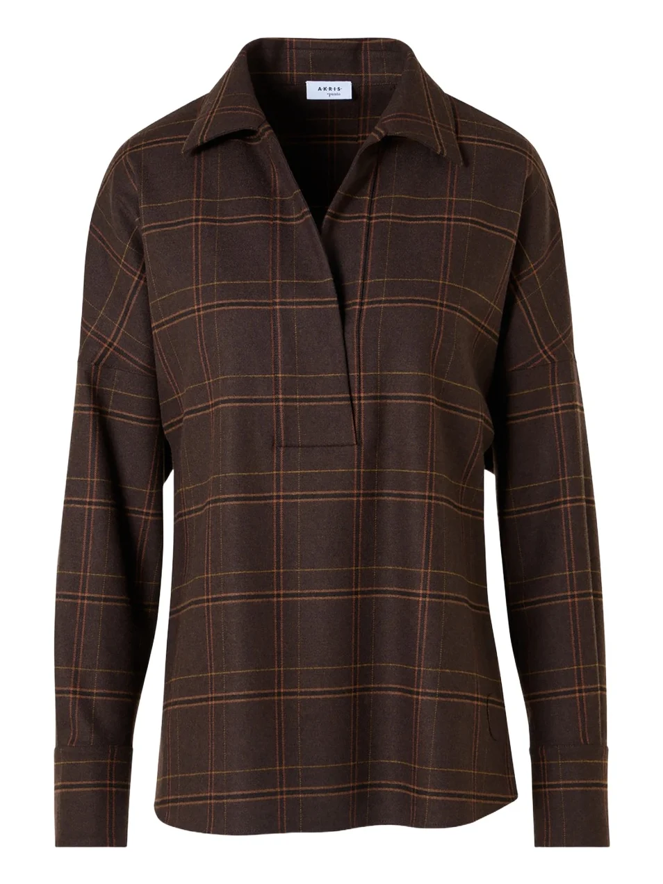 Akris punto Women's Blanket Checked Wool-Blend Flannel Blouse