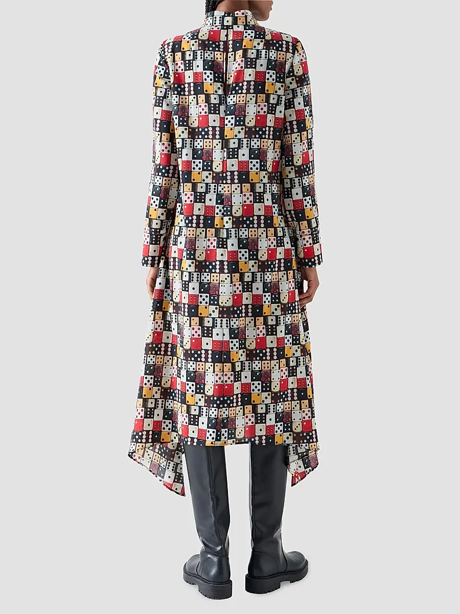 Akris punto Women's Small Dice-Print Wool Shirtdress | Thumbnail 3 Akris punto Women's Small Dice-Print Wool Shirtdress | Thumbnail 3