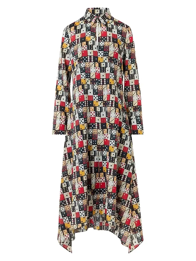 Akris punto Women's Small Dice-Print Wool Shirtdress | Image 1 Akris punto Women's Small Dice-Print Wool Shirtdress | Image 1