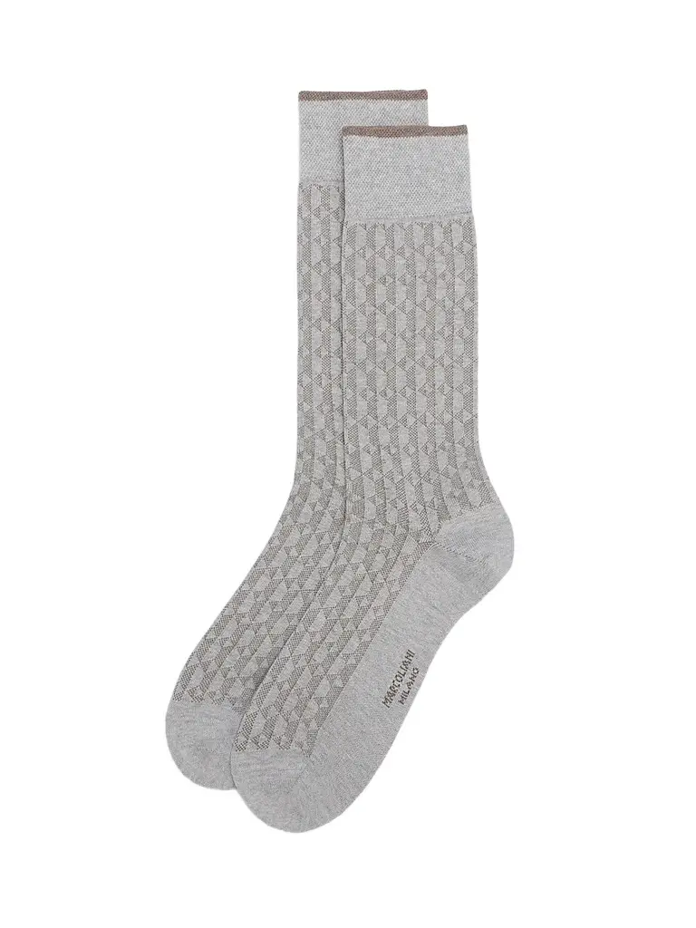 Marcoliani Men's Diamond Vintage Texture Cotton-Nylon Socks - Pearl | Image 1 Marcoliani Men's Diamond Vintage Texture Cotton-Nylon Socks - Pearl | Image 1