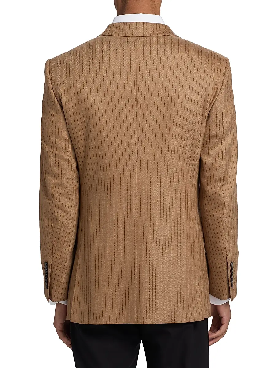 Tom Ford Men's Herringbone Stripe Double-Breasted Blazer | Thumbnail 4 Tom Ford Men's Herringbone Stripe Double-Breasted Blazer | Thumbnail 4