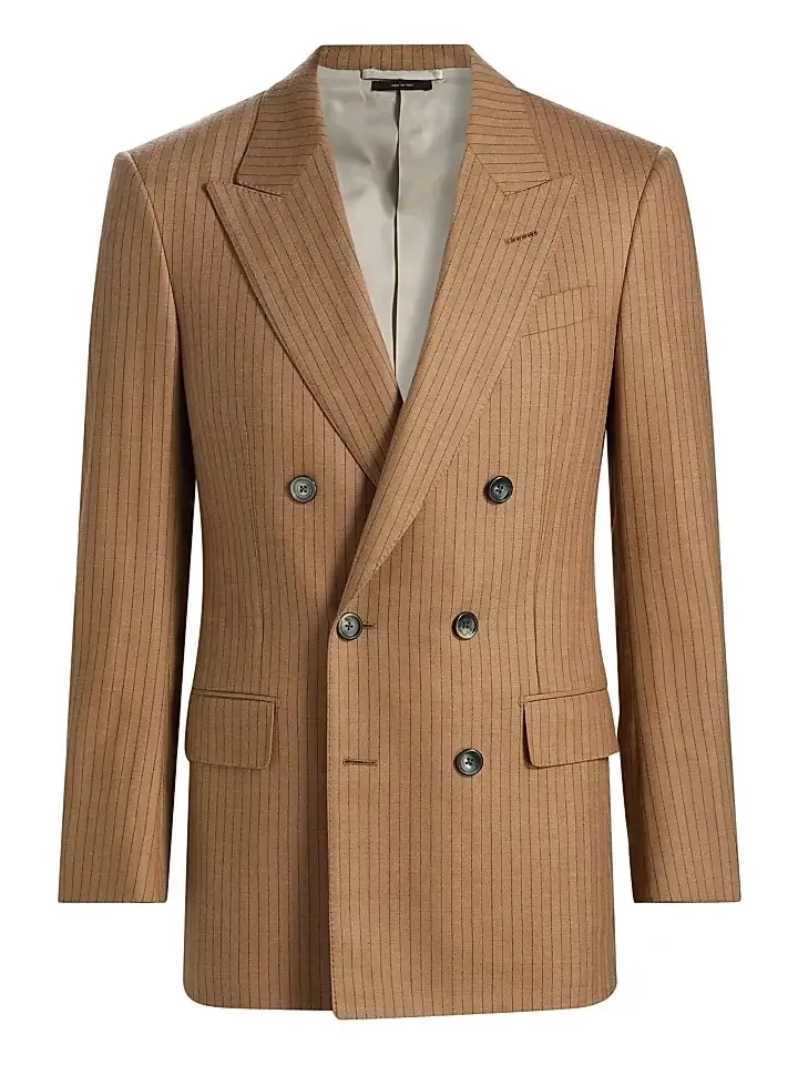 Tom Ford Men's Herringbone Stripe Double-Breasted Blazer