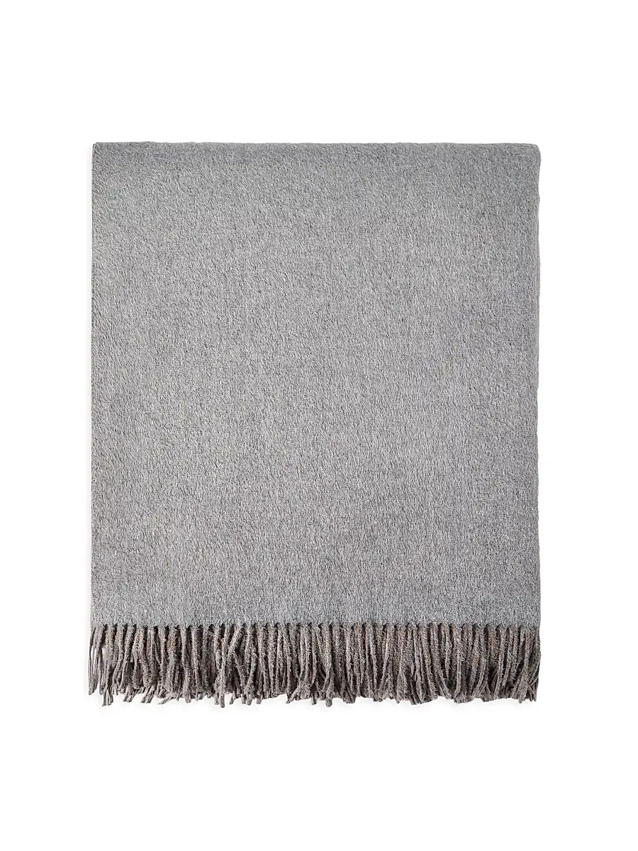 Brunello Cucinelli Silk Double Cloth Throw with Fringe | Image 1 Brunello Cucinelli Silk Double Cloth Throw with Fringe | Image 1