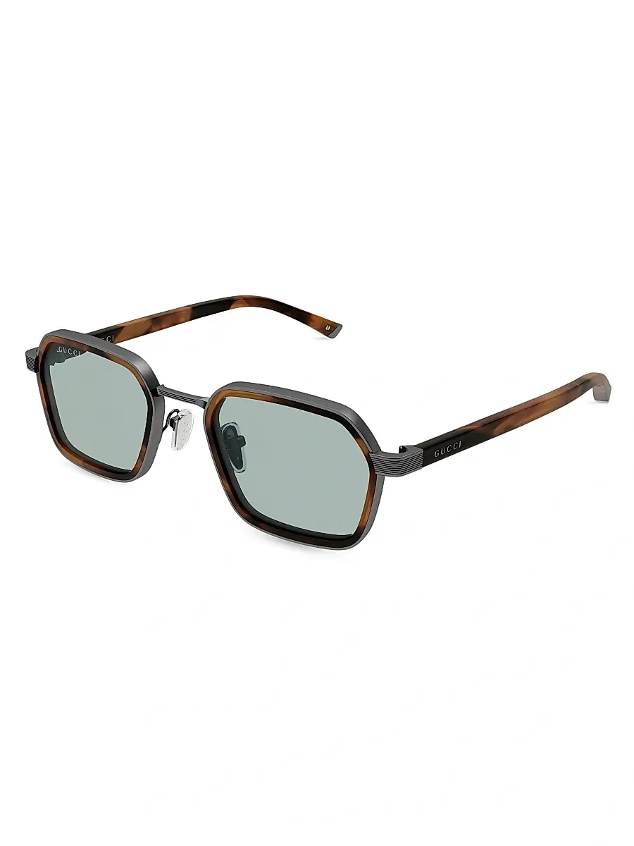 Gucci Men's Noble Tip 51MM Square Sunglasses - Rutenium | Image 1 Gucci Men's Noble Tip 51MM Square Sunglasses - Rutenium | Image 1