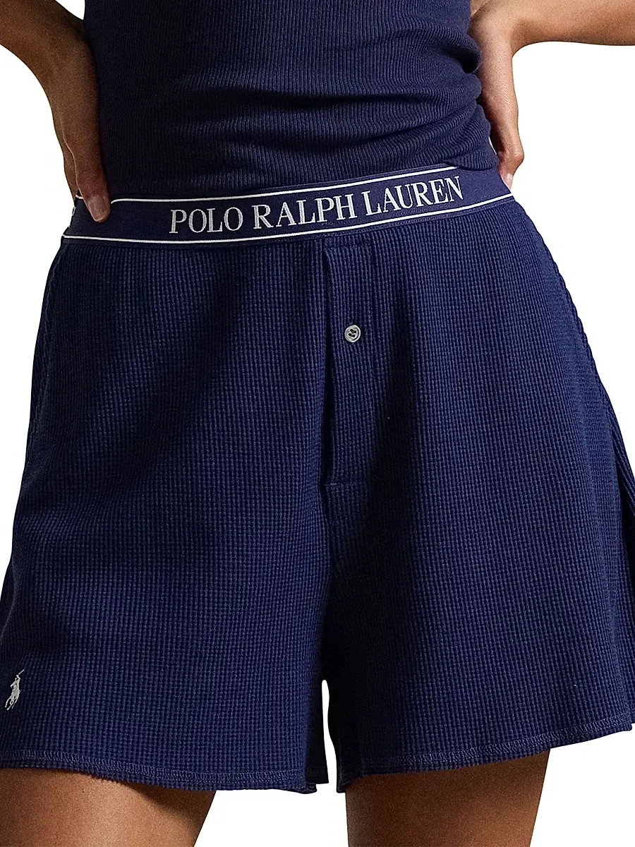 Polo Ralph Lauren Women's Club Waffle Stretch-Cotton Boxer Shorts | Thumbnail 2 Polo Ralph Lauren Women's Club Waffle Stretch-Cotton Boxer Shorts | Thumbnail 2