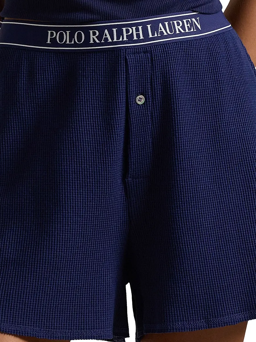Polo Ralph Lauren Women's Club Waffle Stretch-Cotton Boxer Shorts | Thumbnail 3 Polo Ralph Lauren Women's Club Waffle Stretch-Cotton Boxer Shorts | Thumbnail 3