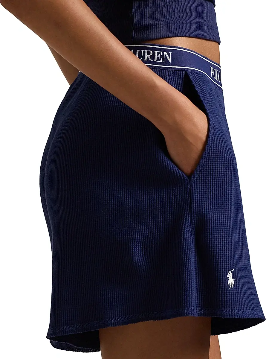Polo Ralph Lauren Women's Club Waffle Stretch-Cotton Boxer Shorts | Thumbnail 4 Polo Ralph Lauren Women's Club Waffle Stretch-Cotton Boxer Shorts | Thumbnail 4