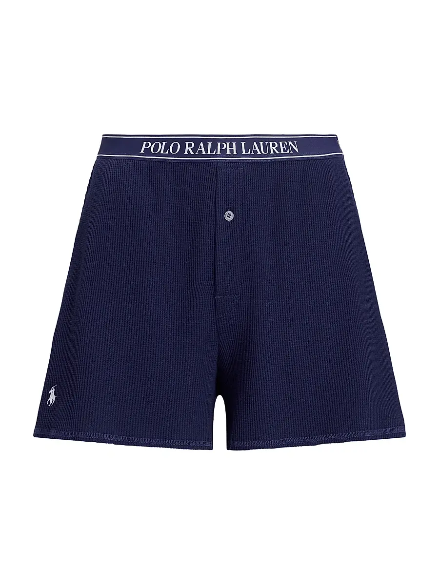 Polo Ralph Lauren Women's Club Waffle Stretch-Cotton Boxer Shorts - Navy | Image 1 Polo Ralph Lauren Women's Club Waffle Stretch-Cotton Boxer Shorts - Navy | Image 1