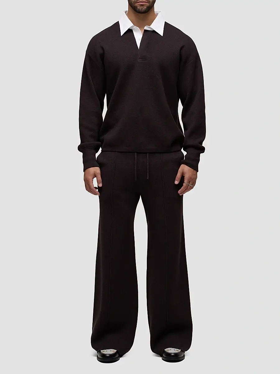 Hudson Jeans Men's Contrast Cotton-Cashmere Long-Sleeve Polo Shirt | Thumbnail 2 Hudson Jeans Men's Contrast Cotton-Cashmere Long-Sleeve Polo Shirt | Thumbnail 2
