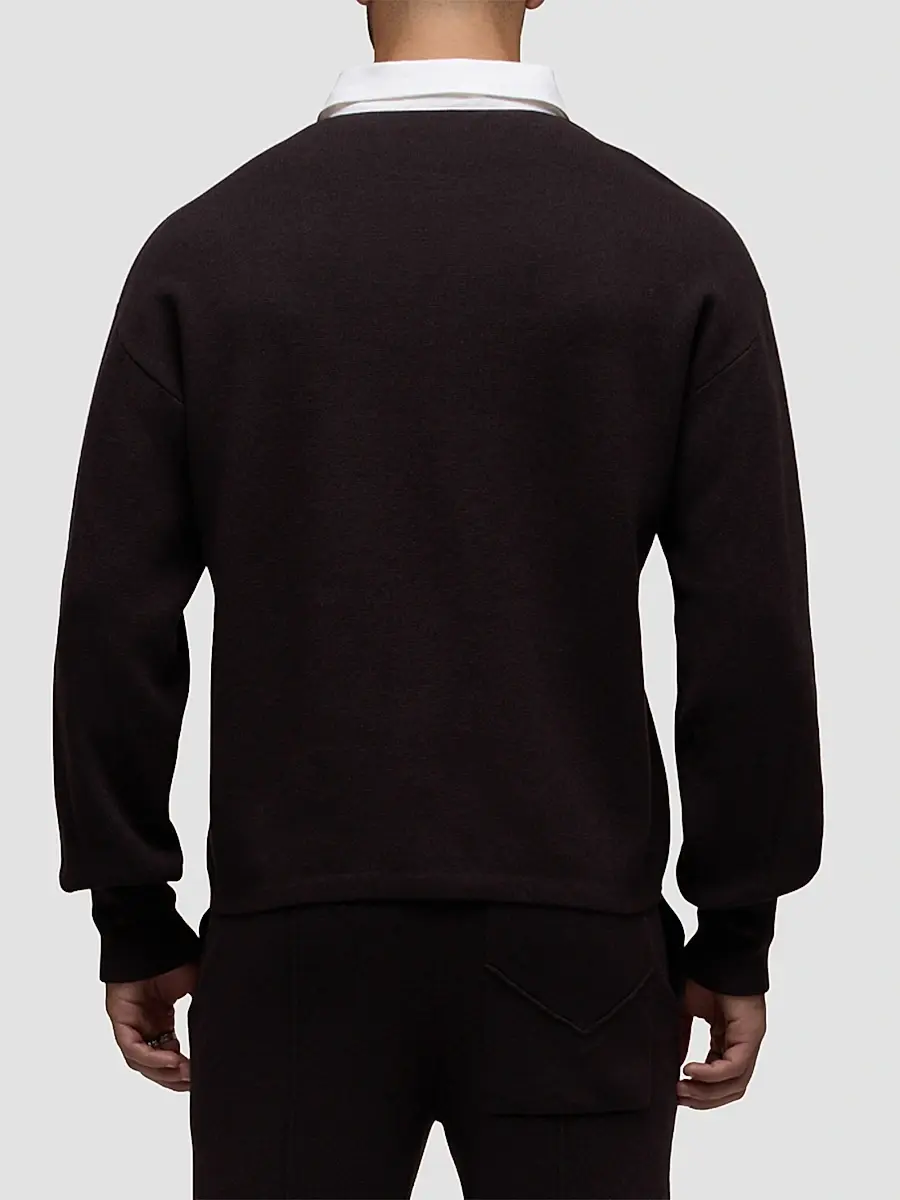 Hudson Jeans Men's Contrast Cotton-Cashmere Long-Sleeve Polo Shirt | Thumbnail 3 Hudson Jeans Men's Contrast Cotton-Cashmere Long-Sleeve Polo Shirt | Thumbnail 3