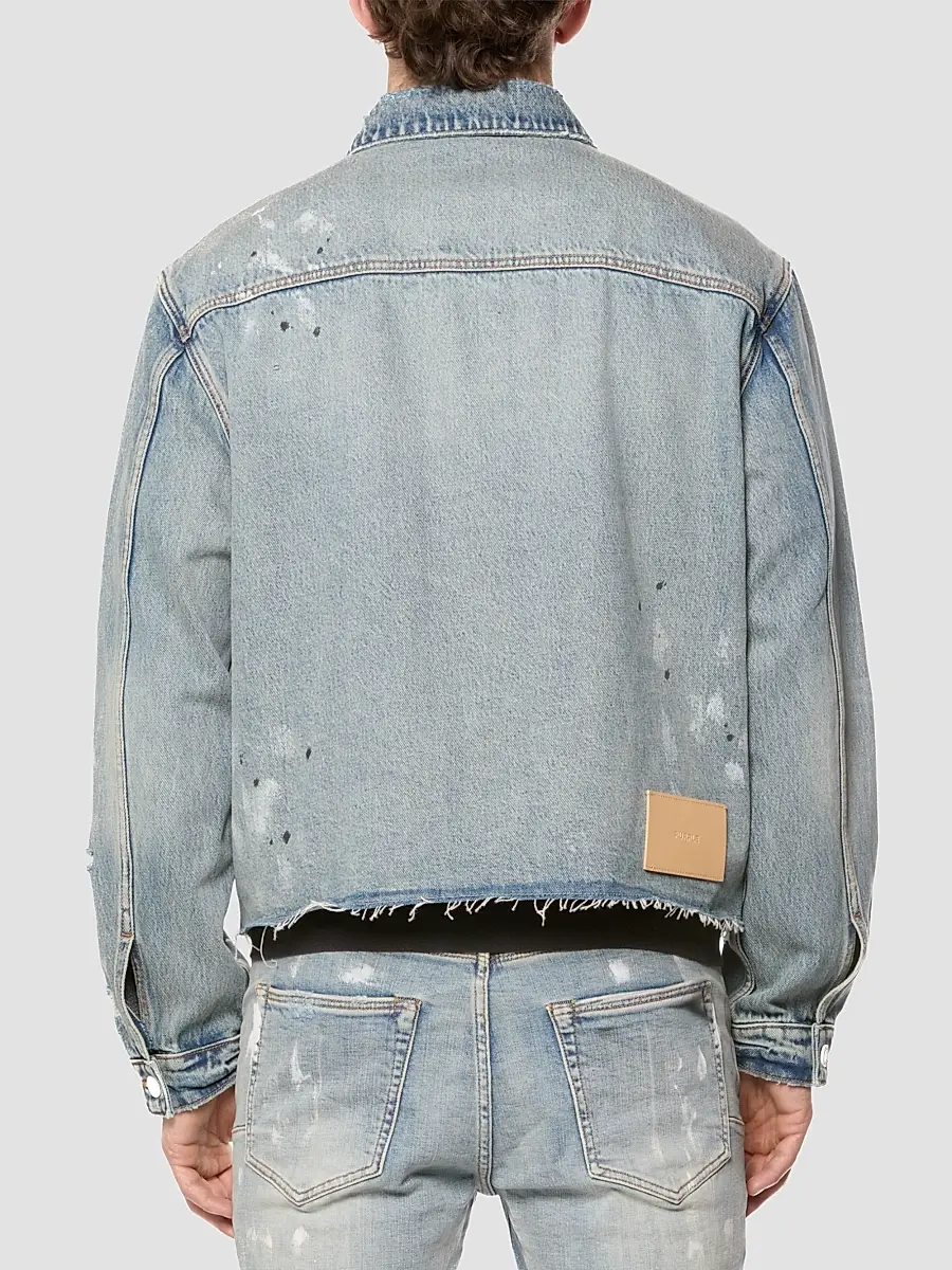 Purple Brand Men's Distressed Denim Jacket | Thumbnail 2 Purple Brand Men's Distressed Denim Jacket | Thumbnail 2