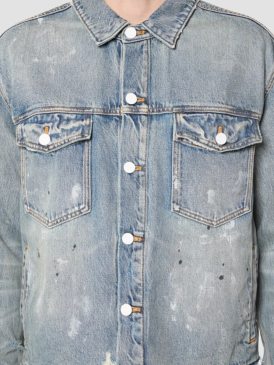 Purple Brand Men's Distressed Denim Jacket | Thumbnail 3 Purple Brand Men's Distressed Denim Jacket | Thumbnail 3