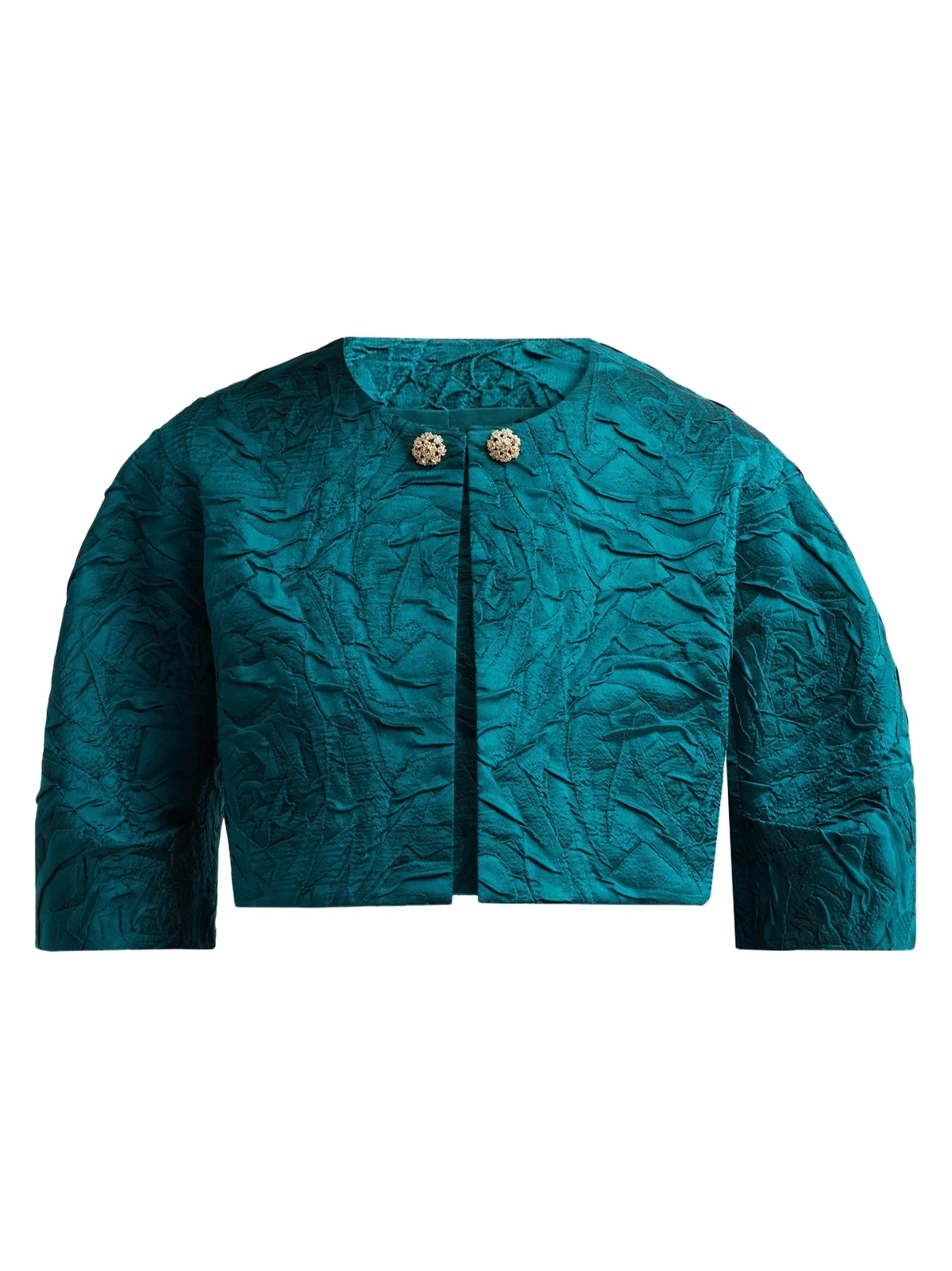 Women's Jacquard Embossed Cropped Bolero Jacket Women's Jacquard Embossed Cropped Bolero Jacket