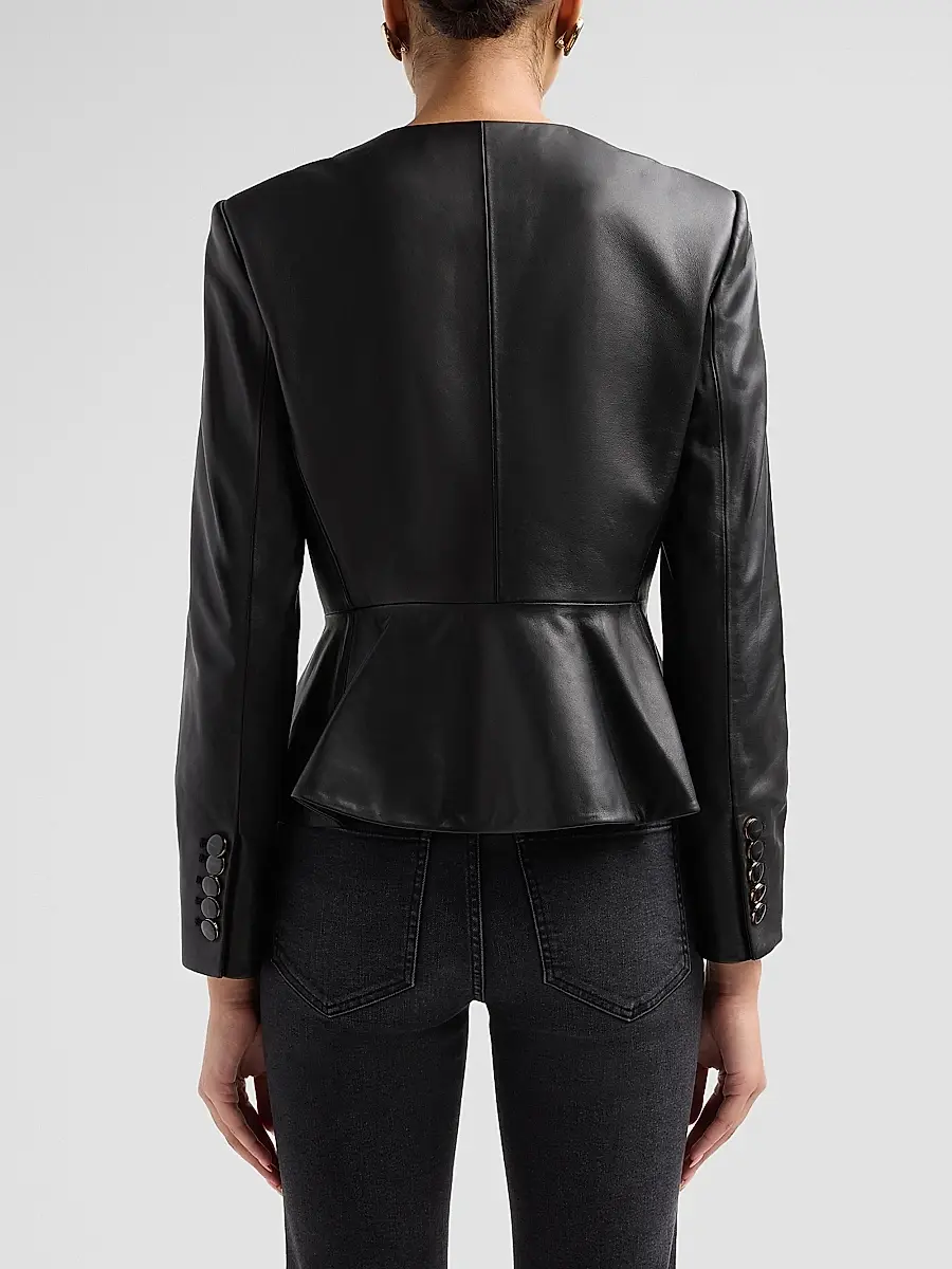 Veronica Beard Women's Quinn Leather Peplum Jacket | Thumbnail 3 Veronica Beard Women's Quinn Leather Peplum Jacket | Thumbnail 3