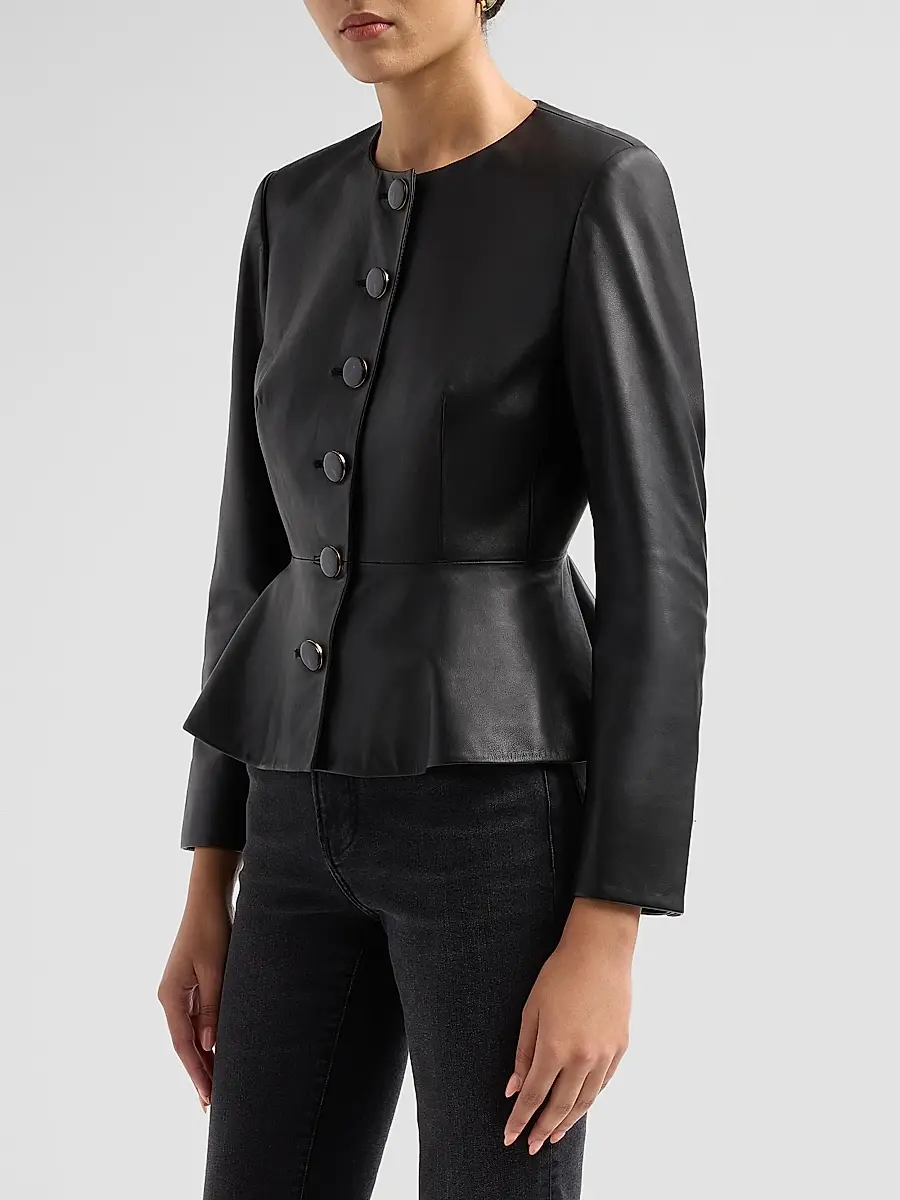 Veronica Beard Women's Quinn Leather Peplum Jacket | Thumbnail 4 Veronica Beard Women's Quinn Leather Peplum Jacket | Thumbnail 4