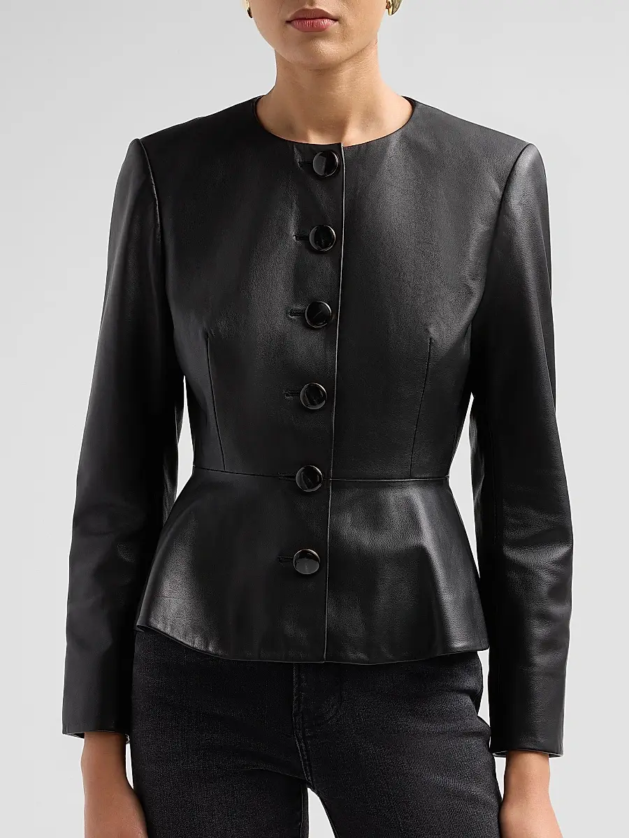 Veronica Beard Women's Quinn Leather Peplum Jacket | Thumbnail 5 Veronica Beard Women's Quinn Leather Peplum Jacket | Thumbnail 5