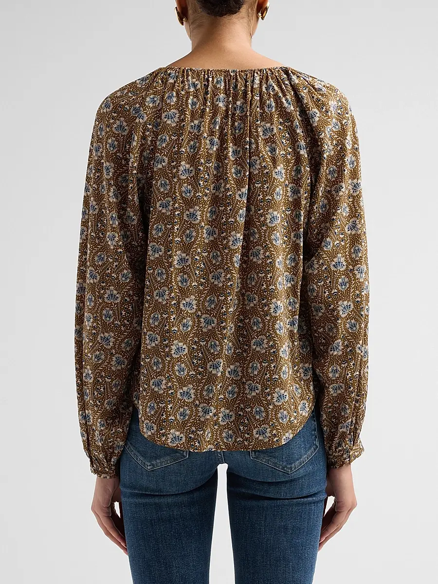 Veronica Beard Women's Rhosen Floral Silk-Blend Tieneck Blouse | Thumbnail 3 Veronica Beard Women's Rhosen Floral Silk-Blend Tieneck Blouse | Thumbnail 3