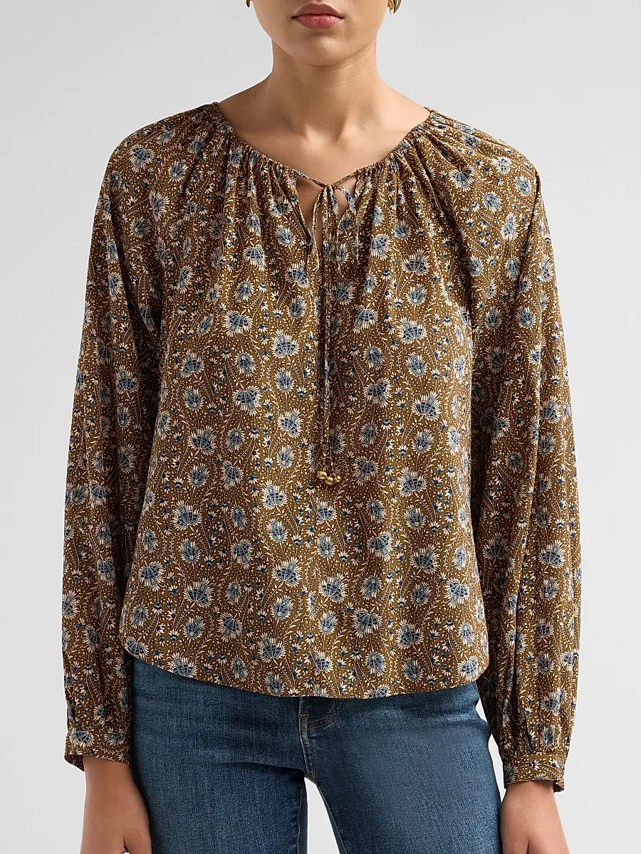 Veronica Beard Women's Rhosen Floral Silk-Blend Tieneck Blouse | Thumbnail 5 Veronica Beard Women's Rhosen Floral Silk-Blend Tieneck Blouse | Thumbnail 5
